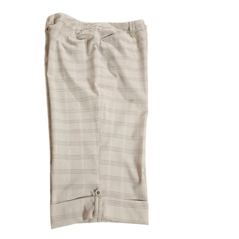Danielle‎ B Plaid Capri Pants Womens 16 Tan Beige Cuffed Cropped Trousers - Picture 10 of 11